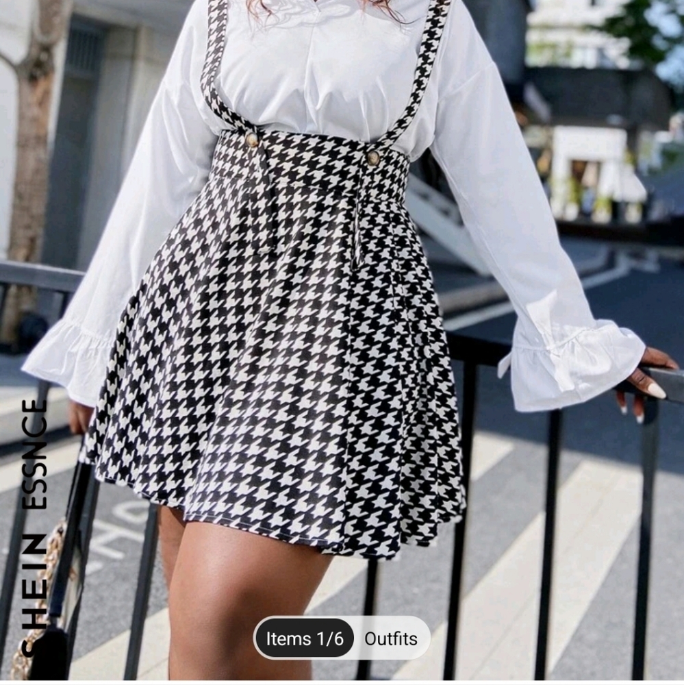Black and white Gingham Romper Dress